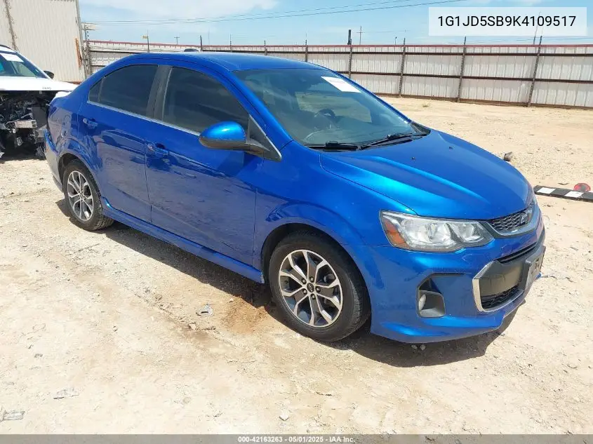 2019 Chevrolet Sonic Lt Auto VIN: 1G1JD5SB9K4109517 Lot: 42163263