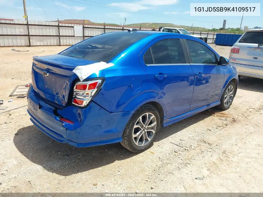 2019 Chevrolet Sonic Lt Auto VIN: 1G1JD5SB9K4109517 Lot: 42163263