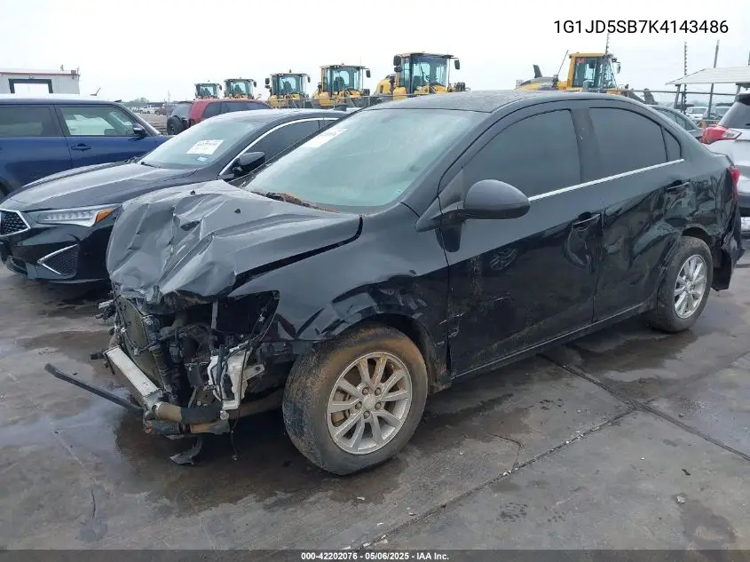 2019 Chevrolet Sonic Lt Auto VIN: 1G1JD5SB7K4143486 Lot: 42202076