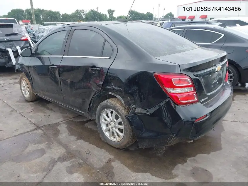2019 Chevrolet Sonic Lt Auto VIN: 1G1JD5SB7K4143486 Lot: 42202076