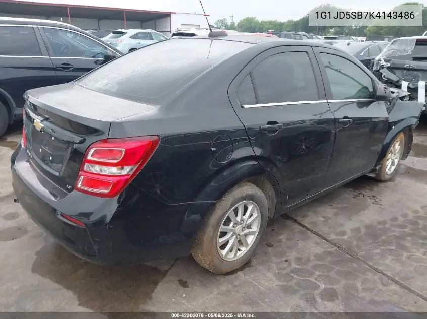 2019 Chevrolet Sonic Lt Auto VIN: 1G1JD5SB7K4143486 Lot: 42202076