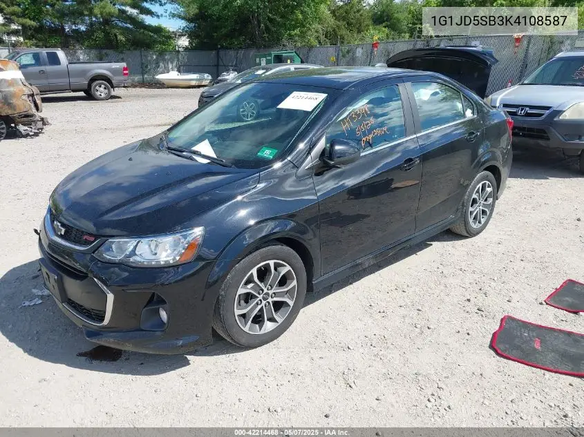 2019 Chevrolet Sonic Lt Auto VIN: 1G1JD5SB3K4108587 Lot: 42214468