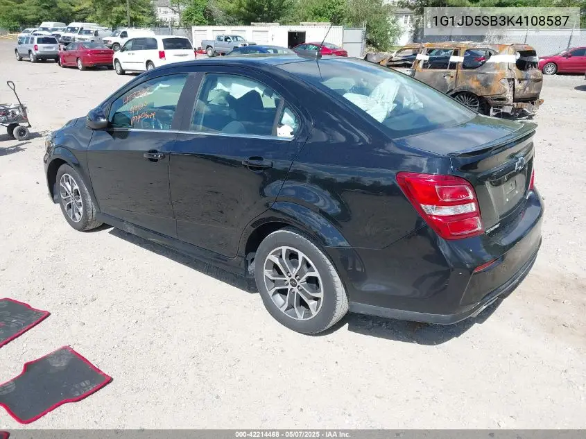 2019 Chevrolet Sonic Lt Auto VIN: 1G1JD5SB3K4108587 Lot: 42214468