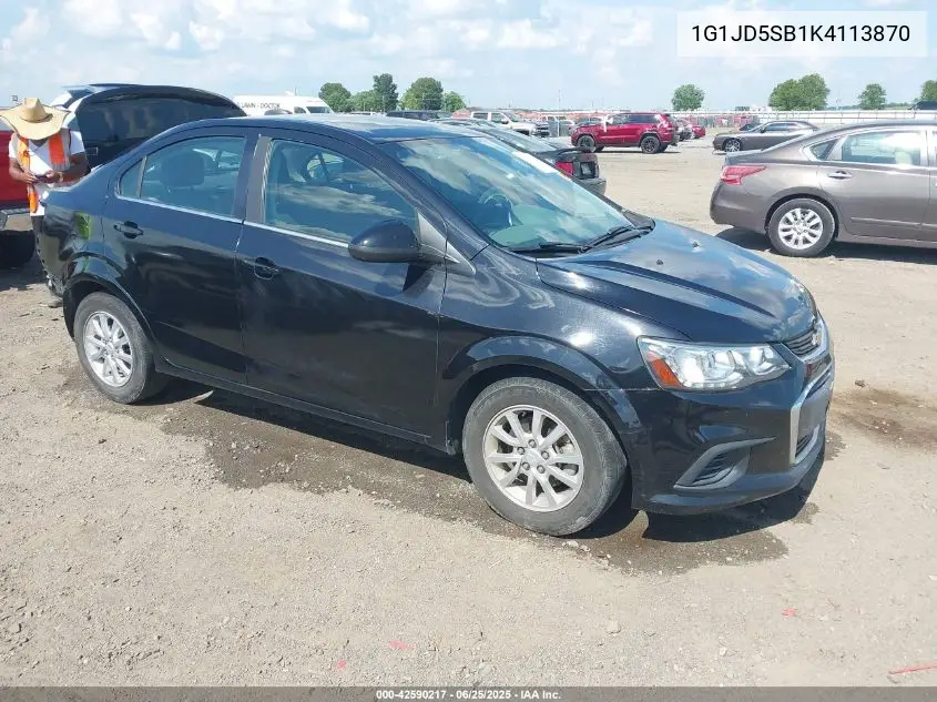 2019 Chevrolet Sonic Lt Auto VIN: 1G1JD5SB1K4113870 Lot: 42590217