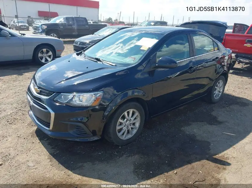 2019 Chevrolet Sonic Lt Auto VIN: 1G1JD5SB1K4113870 Lot: 42590217