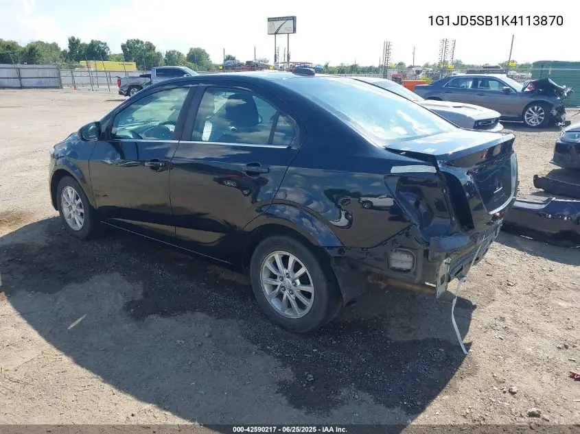 2019 Chevrolet Sonic Lt Auto VIN: 1G1JD5SB1K4113870 Lot: 42590217