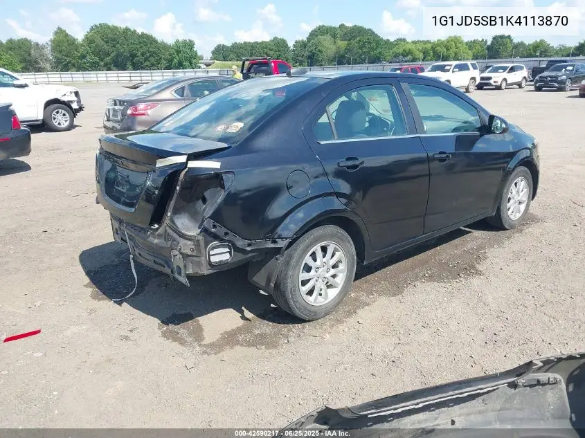 2019 Chevrolet Sonic Lt Auto VIN: 1G1JD5SB1K4113870 Lot: 42590217