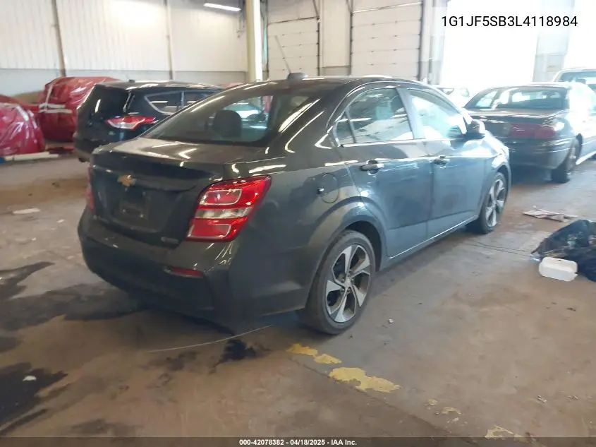 2020 Chevrolet Sonic Fwd Premier VIN: 1G1JF5SB3L4118984 Lot: 42078382