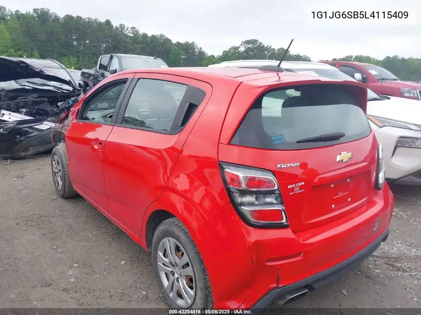 2020 Chevrolet Sonic Fwd 1Fl 5-Door VIN: 1G1JG6SB5L4115409 Lot: 42204416