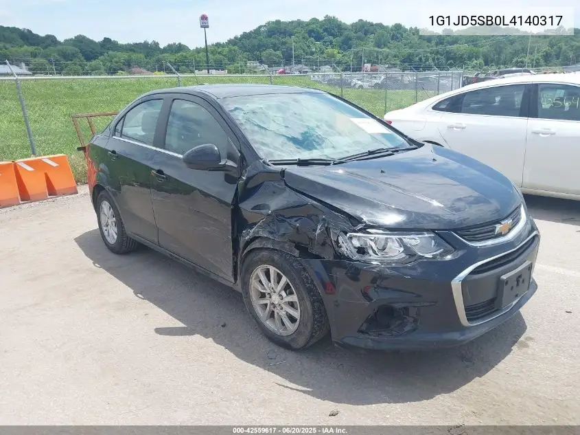 2020 Chevrolet Sonic Fwd Lt VIN: 1G1JD5SB0L4140317 Lot: 42559617