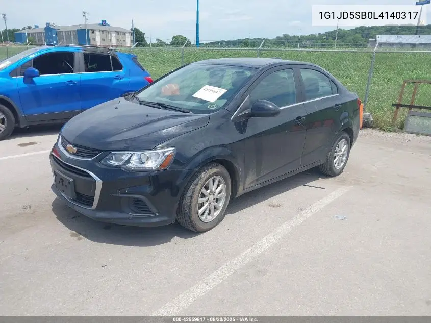 2020 Chevrolet Sonic Fwd Lt VIN: 1G1JD5SB0L4140317 Lot: 42559617