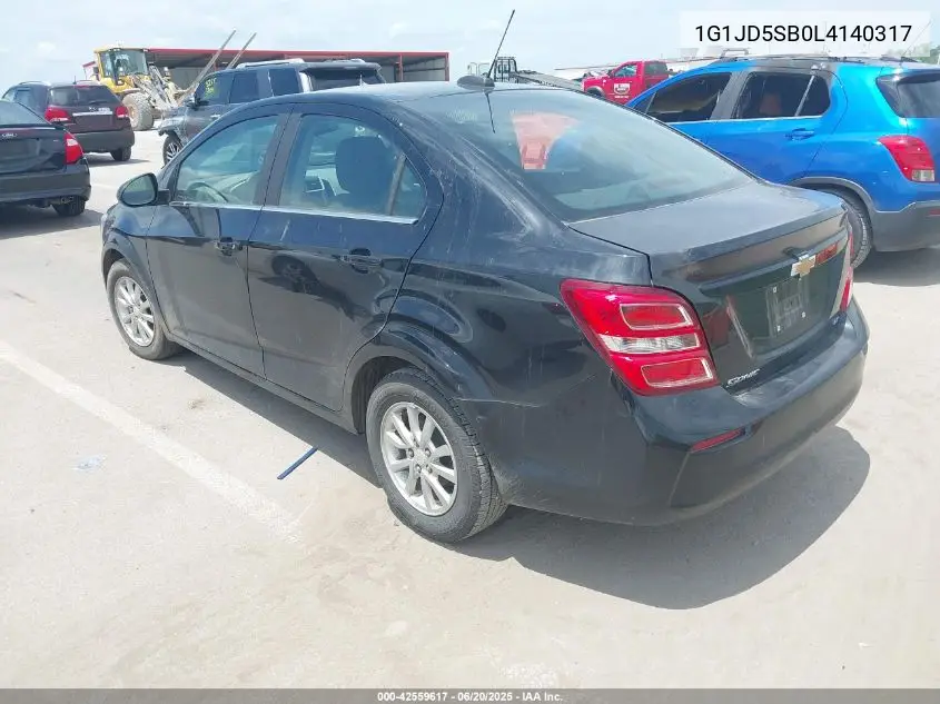 2020 Chevrolet Sonic Fwd Lt VIN: 1G1JD5SB0L4140317 Lot: 42559617