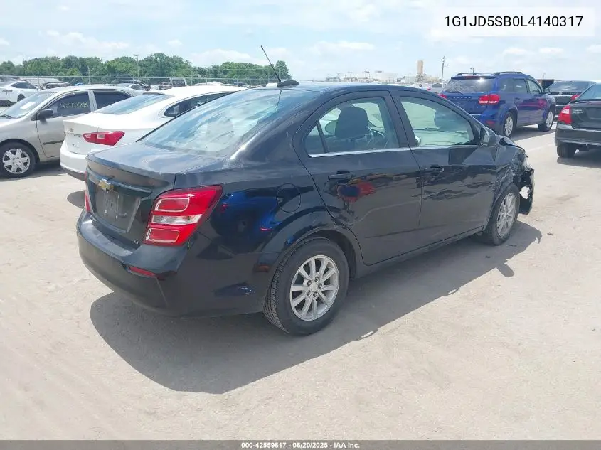 2020 Chevrolet Sonic Fwd Lt VIN: 1G1JD5SB0L4140317 Lot: 42559617