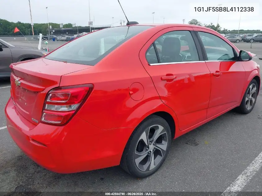 2020 Chevrolet Sonic Fwd Premier VIN: 1G1JF5SB8L4112338 Lot: 42584790