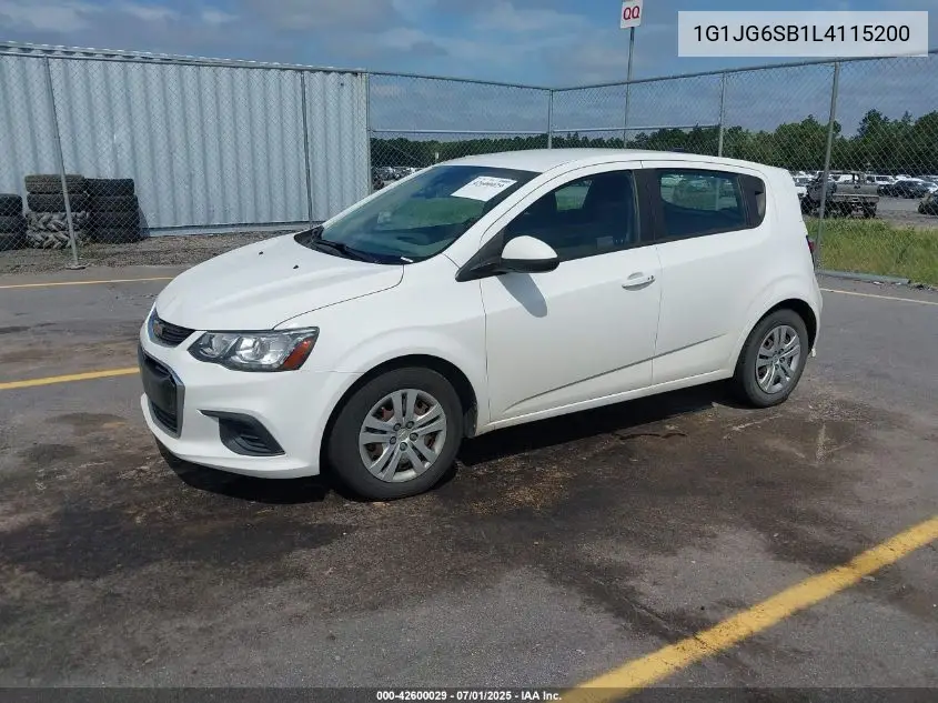 2020 Chevrolet Sonic Fwd 1Fl 5-Door VIN: 1G1JG6SB1L4115200 Lot: 42600029