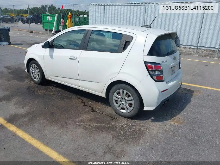 2020 Chevrolet Sonic Fwd 1Fl 5-Door VIN: 1G1JG6SB1L4115200 Lot: 42600029