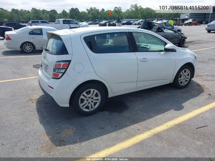 2020 Chevrolet Sonic Fwd 1Fl 5-Door VIN: 1G1JG6SB1L4115200 Lot: 42600029