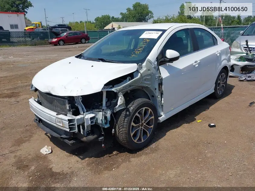 2020 Chevrolet Sonic Fwd Lt VIN: 1G1JD5SB8L4100650 Lot: 42801738