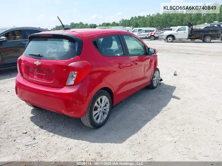 2019 Chevrolet Spark VIN: KL8CD6SA6KC740849 Lot: 12336114