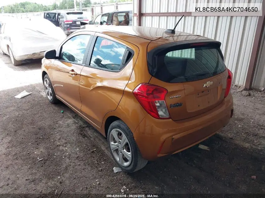 2019 Chevrolet Spark Ls Cvt VIN: KL8CB6SA4KC704650 Lot: 42583316