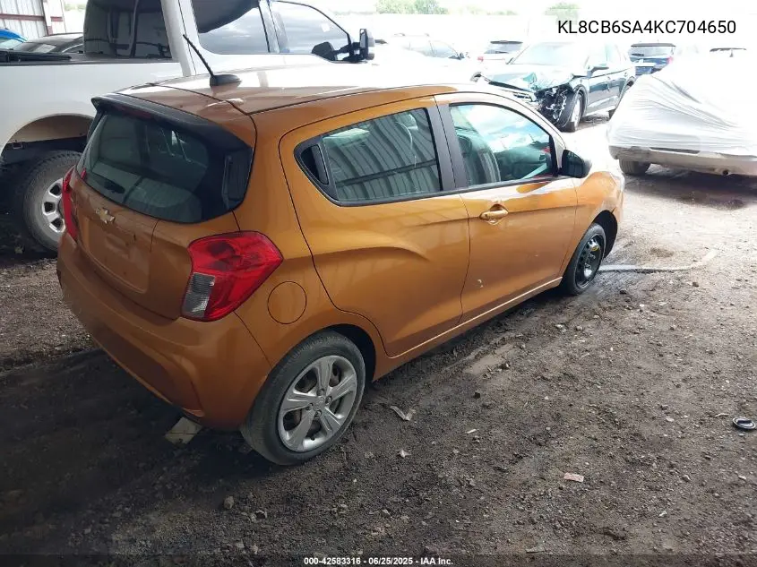 2019 Chevrolet Spark Ls Cvt VIN: KL8CB6SA4KC704650 Lot: 42583316
