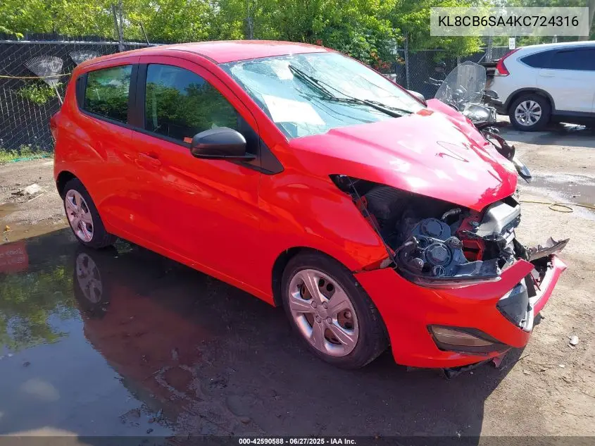 2019 Chevrolet Spark Ls Cvt VIN: KL8CB6SA4KC724316 Lot: 42590588