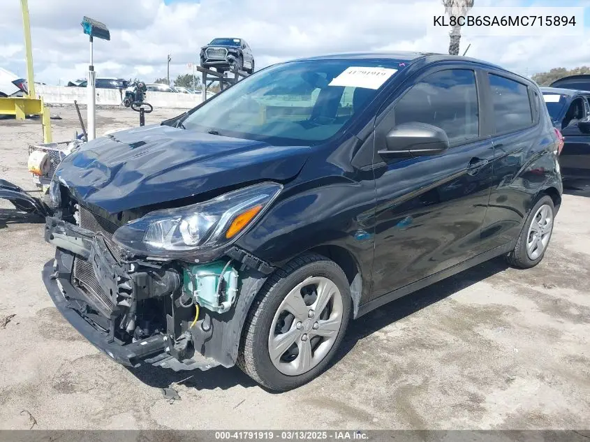 2021 Chevrolet Spark Fwd Ls Automatic VIN: KL8CB6SA6MC715894 Lot: 41791919