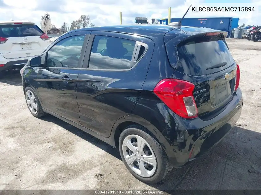 2021 Chevrolet Spark Fwd Ls Automatic VIN: KL8CB6SA6MC715894 Lot: 41791919