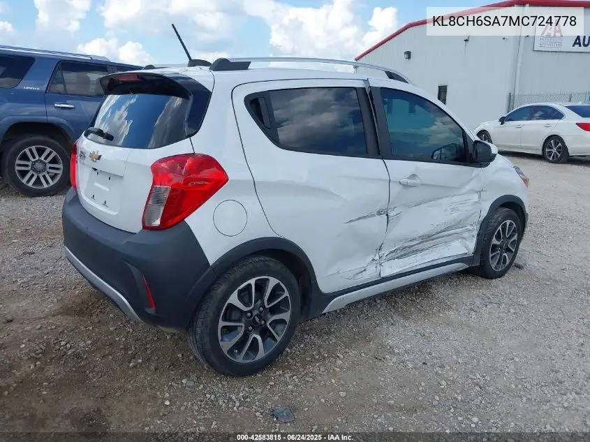 2021 Chevrolet Spark Fwd Activ Automatic VIN: KL8CH6SA7MC724778 Lot: 42583815