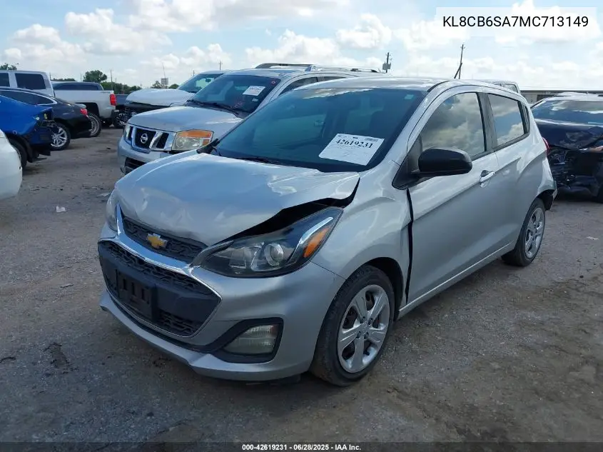 2021 Chevrolet Spark Fwd Ls Automatic VIN: KL8CB6SA7MC713149 Lot: 42619231