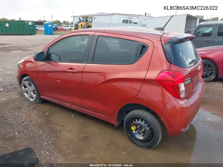 2021 Chevrolet Spark Fwd Ls Automatic VIN: KL8CB6SA3MC226322 Lot: 42678710