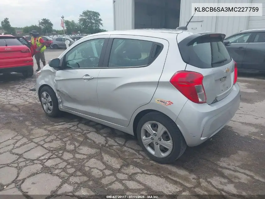 2021 Chevrolet Spark Fwd Ls Automatic VIN: KL8CB6SA3MC227759 Lot: 42720117