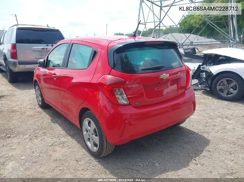2021 Chevrolet Spark Fwd Ls Automatic VIN: KL8CB6SA4MC228712 Lot: 42779030
