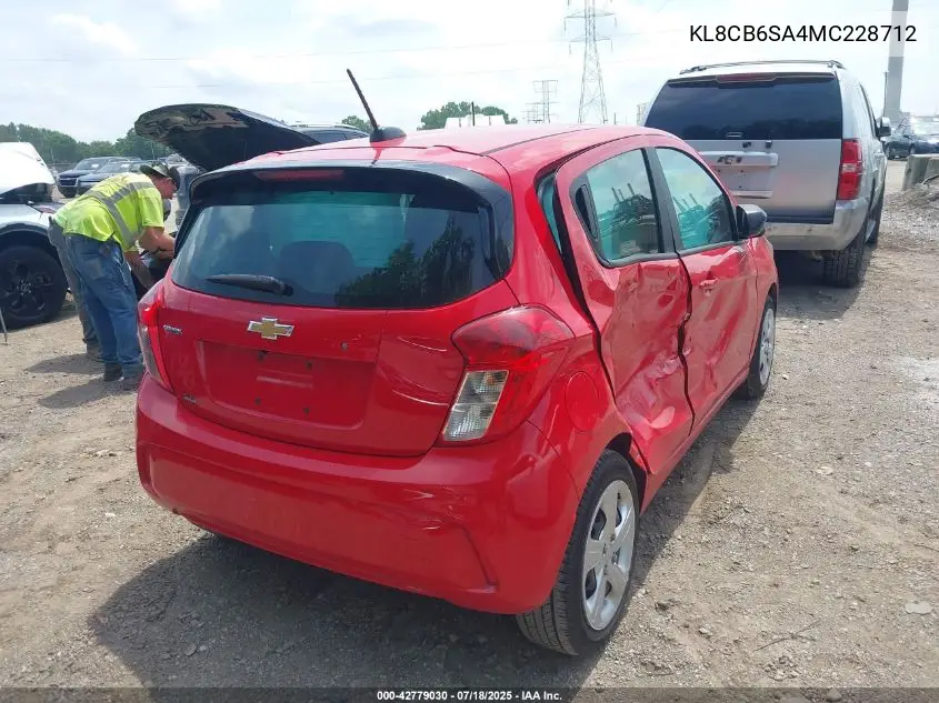 2021 Chevrolet Spark Fwd Ls Automatic VIN: KL8CB6SA4MC228712 Lot: 42779030