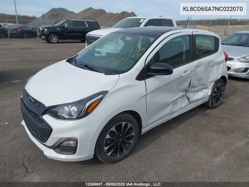 2022 Chevrolet Spark VIN: KL8CD6SA7NC022070 Lot: 12308957
