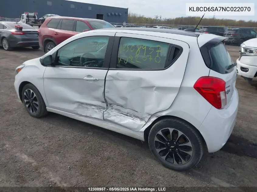 2022 Chevrolet Spark VIN: KL8CD6SA7NC022070 Lot: 12308957