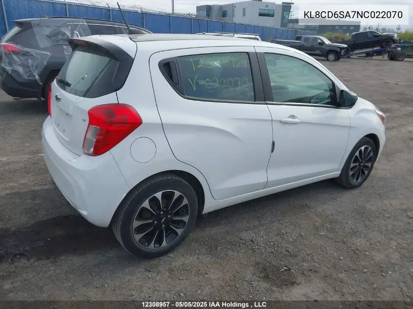 2022 Chevrolet Spark VIN: KL8CD6SA7NC022070 Lot: 12308957