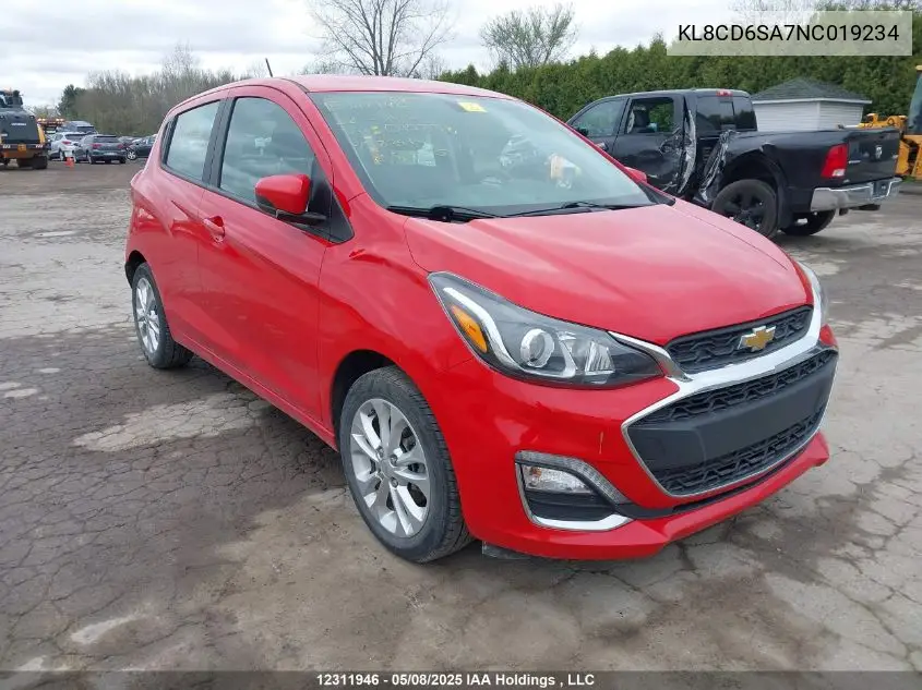 2022 Chevrolet Spark 1Lt Cvt VIN: KL8CD6SA7NC019234 Lot: 12311946