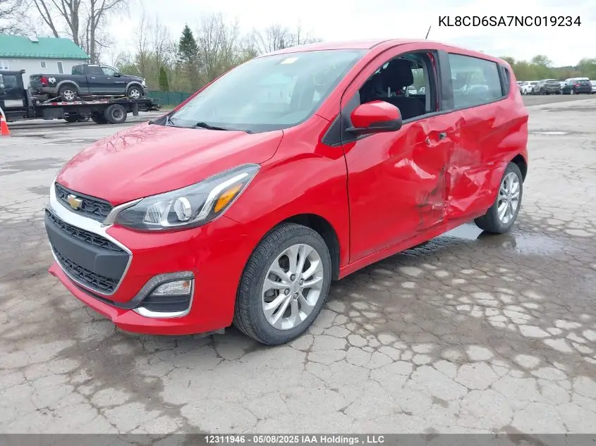 2022 Chevrolet Spark 1Lt Cvt VIN: KL8CD6SA7NC019234 Lot: 12311946