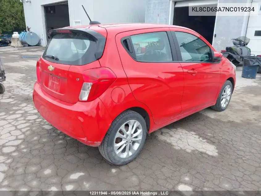 2022 Chevrolet Spark 1Lt Cvt VIN: KL8CD6SA7NC019234 Lot: 12311946