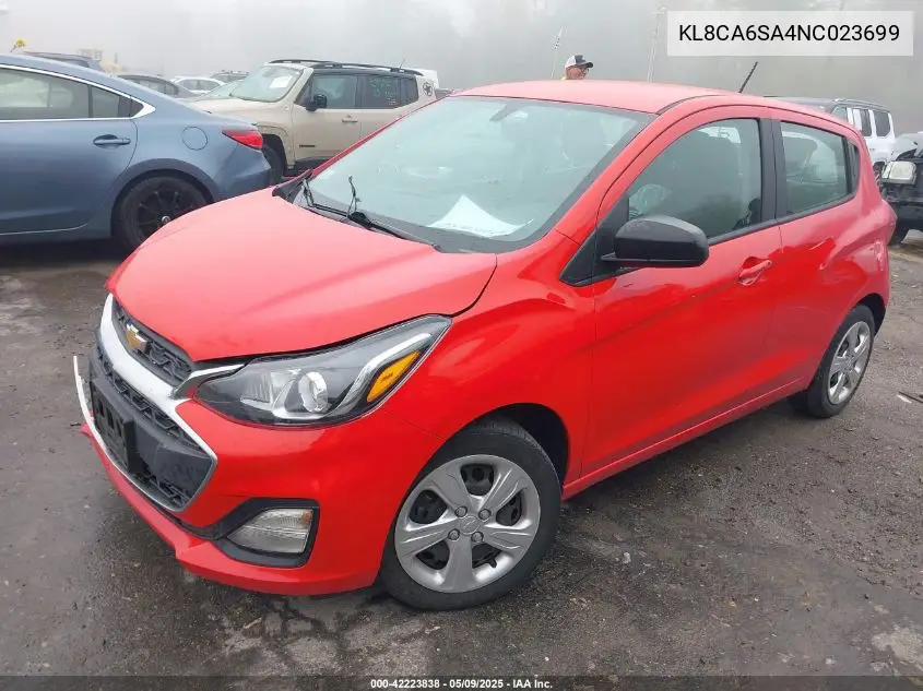 2022 Chevrolet Spark Fwd Ls Manual VIN: KL8CA6SA4NC023699 Lot: 42223838
