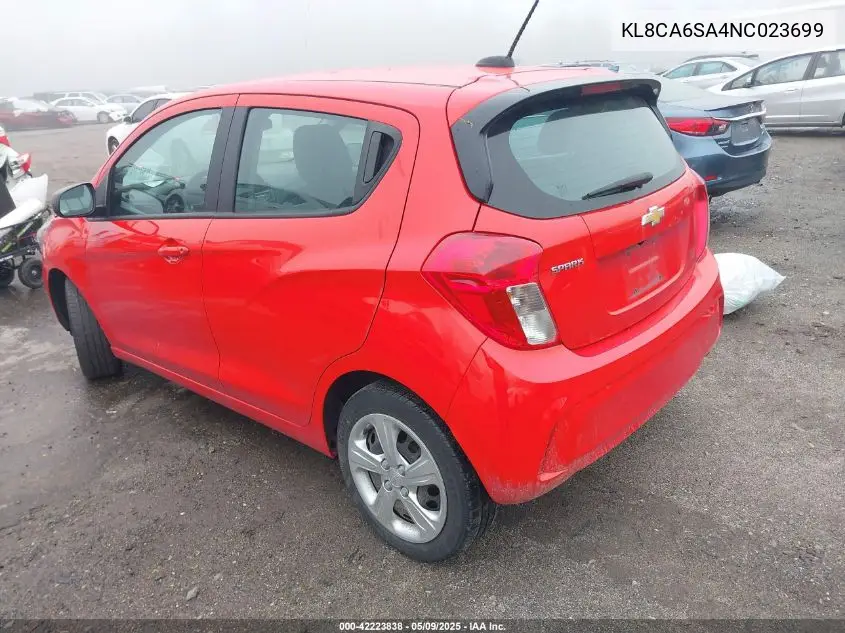 2022 Chevrolet Spark Fwd Ls Manual VIN: KL8CA6SA4NC023699 Lot: 42223838