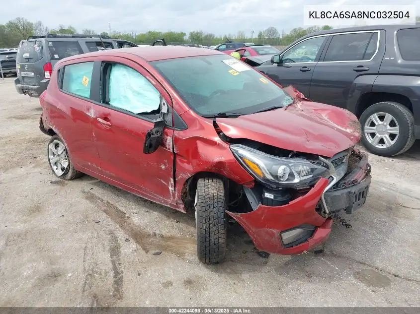 2022 Chevrolet Spark Fwd Ls Manual VIN: KL8CA6SA8NC032504 Lot: 42244098
