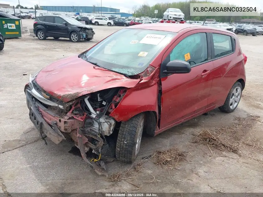 2022 Chevrolet Spark Fwd Ls Manual VIN: KL8CA6SA8NC032504 Lot: 42244098
