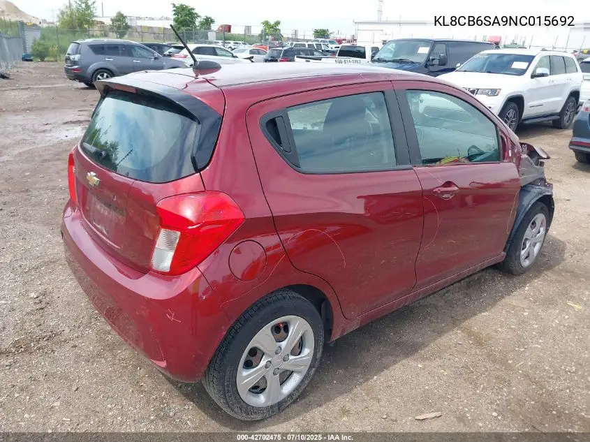 2022 Chevrolet Spark Fwd Ls Automatic VIN: KL8CB6SA9NC015692 Lot: 42702475