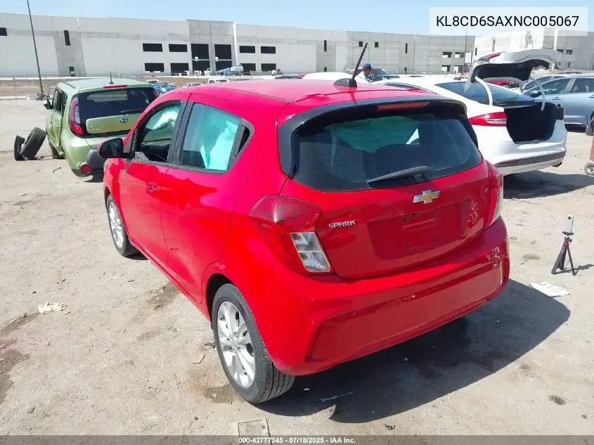 2022 Chevrolet Spark Fwd 1Lt Automatic VIN: KL8CD6SAXNC005067 Lot: 42777345