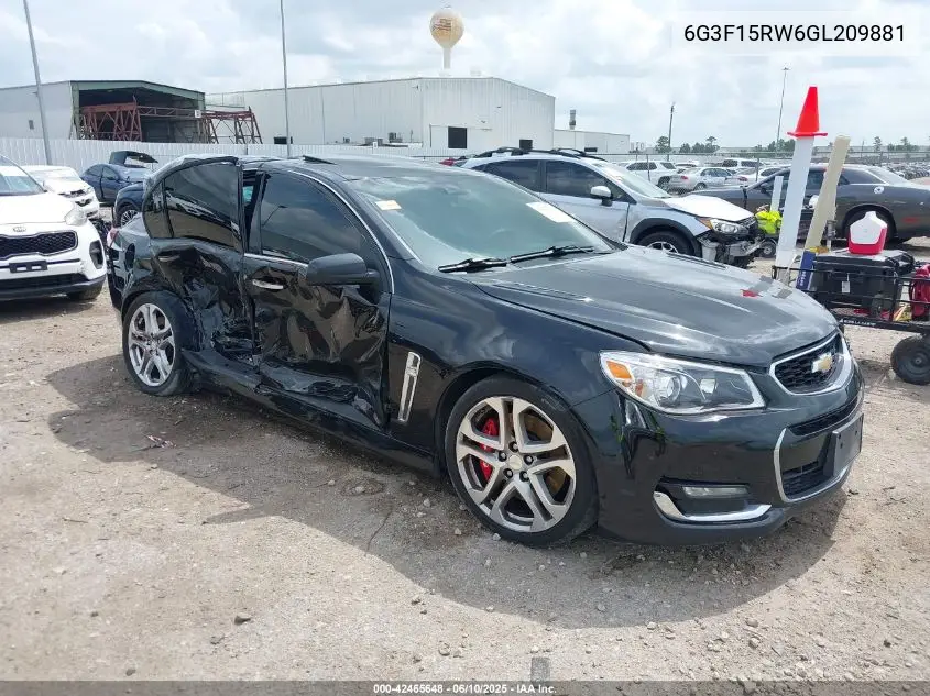 2016 Chevrolet Ss VIN: 6G3F15RW6GL209881 Lot: 42465648
