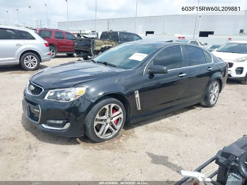 2016 Chevrolet Ss VIN: 6G3F15RW6GL209881 Lot: 42465648