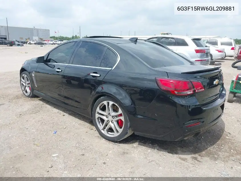 2016 Chevrolet Ss VIN: 6G3F15RW6GL209881 Lot: 42465648