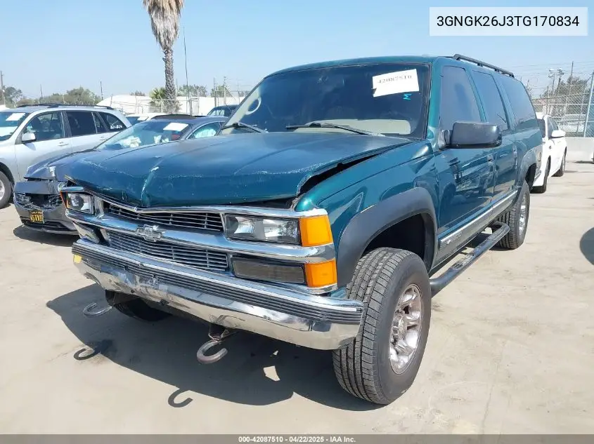 1996 Chevrolet Suburban K2500 VIN: 3GNGK26J3TG170834 Lot: 42087510